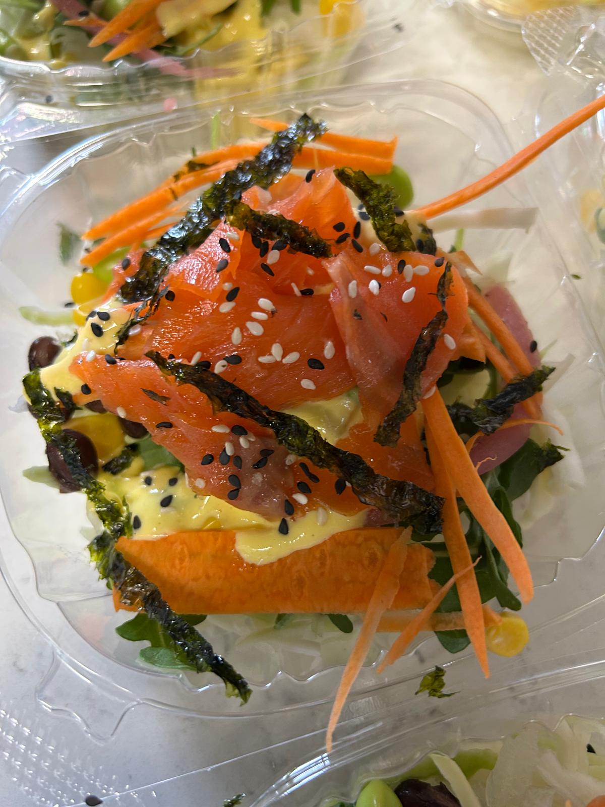 Fresh salmon and greens